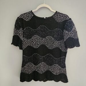 Marina Scalloped Edge Beaded Top